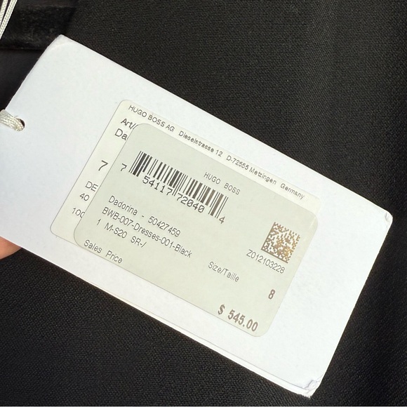 NWT Hugo Boss Women's "Dadorina" Black V-Neck Belted Sleeveless Pencil Dress 8 - Picture 4 of 5